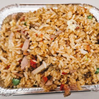 Roasted pork fried rice stir-fried with egg and vegetables, savory and fragrant